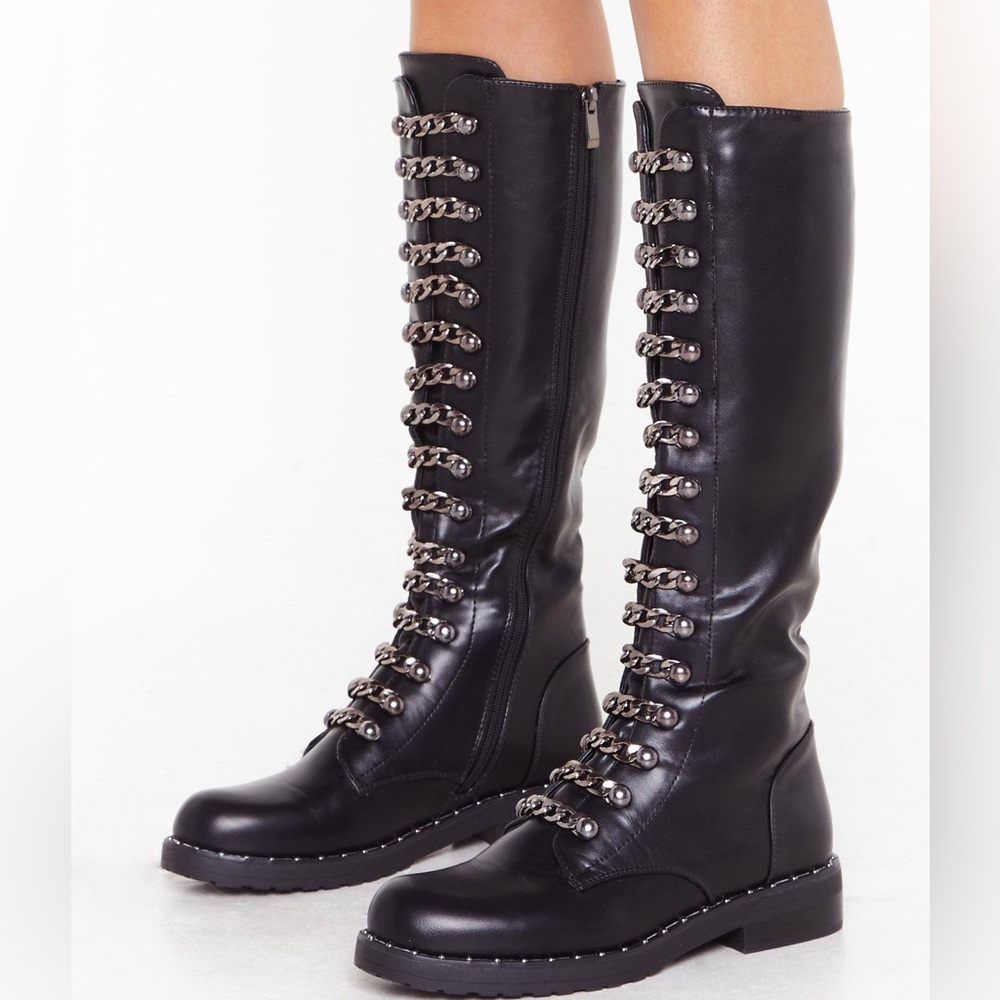 SOLD OUT Chain Lace Knee-High Boots